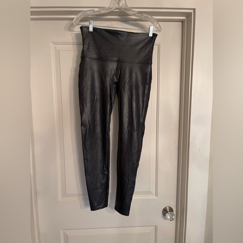 Spanx Nwot Faux ‘Leather’ Shiny Stretch Leggings, Xl Fit M/L
